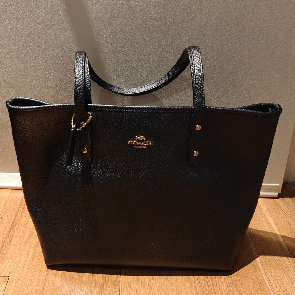 Coach Elegant Black Tote with Gold Details